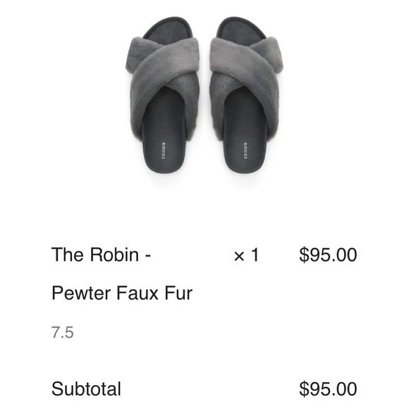 Birdies The Robin faux fur slides in pewter - Picture 5 of 5
